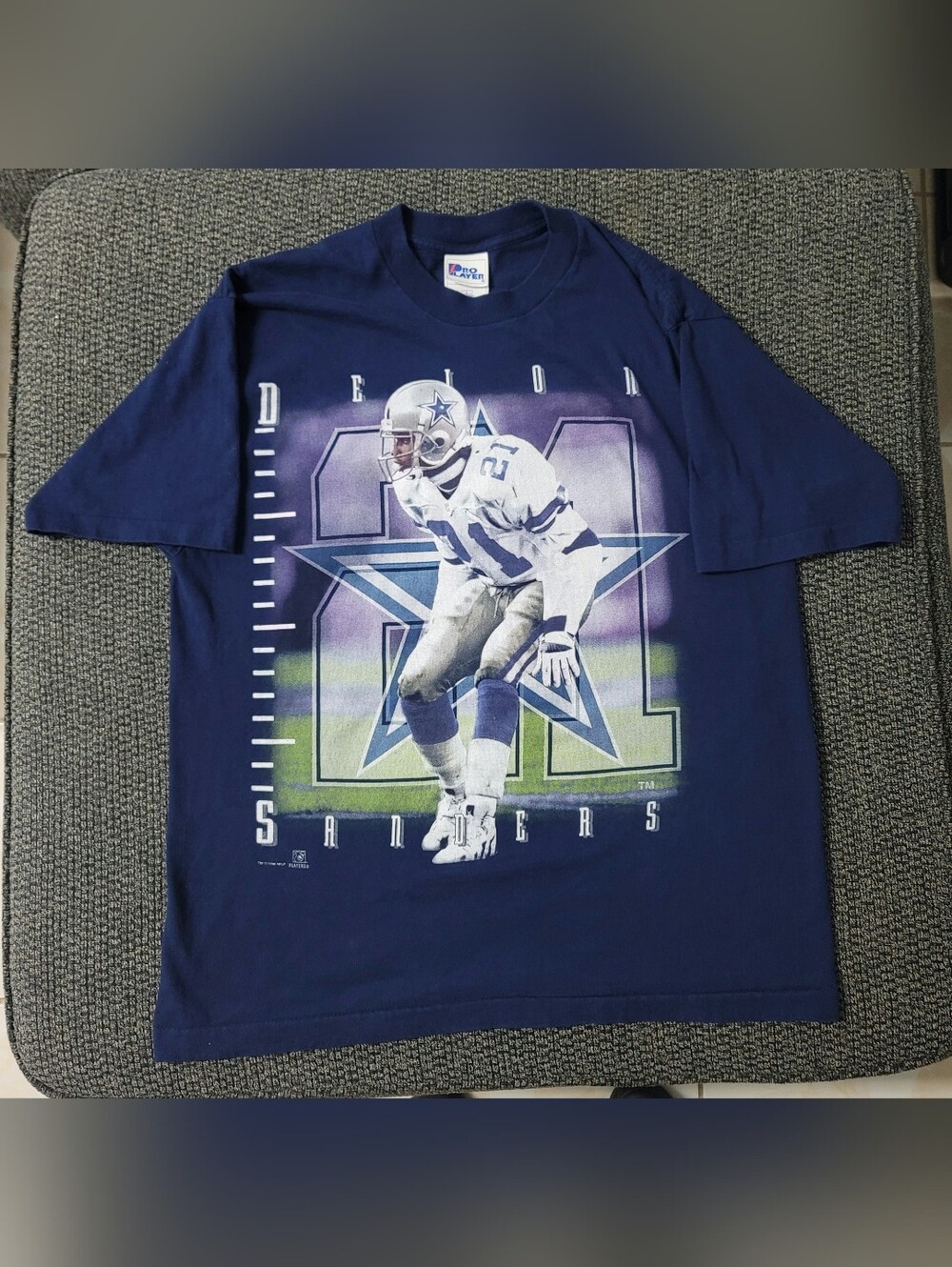 VTG 1996NFL Dallas Cowboys Dion Sanders Graphic Tee Pro Player Tag Men's Large